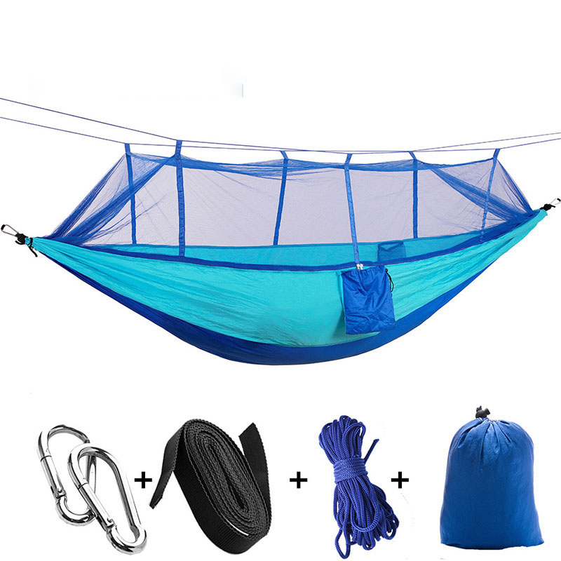 Wholesale hot selling portable outdoor camping single hammocks with mosquito net